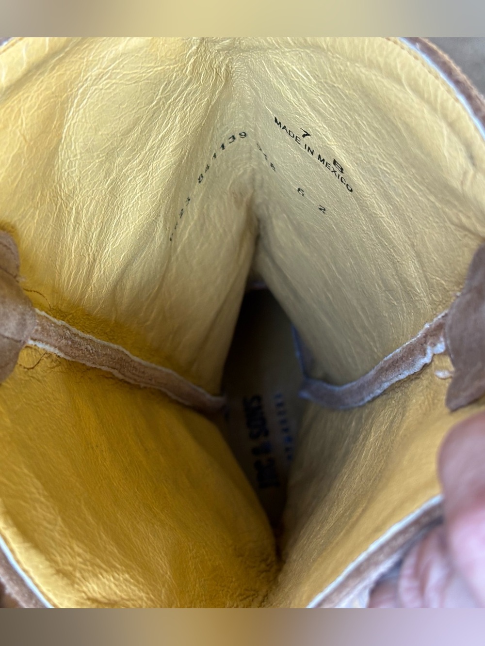 JRC & Sons Bootmakers Nancy Sand Suede Snip Toe Tall Western Boots Size 7B - Picture 10 of 16